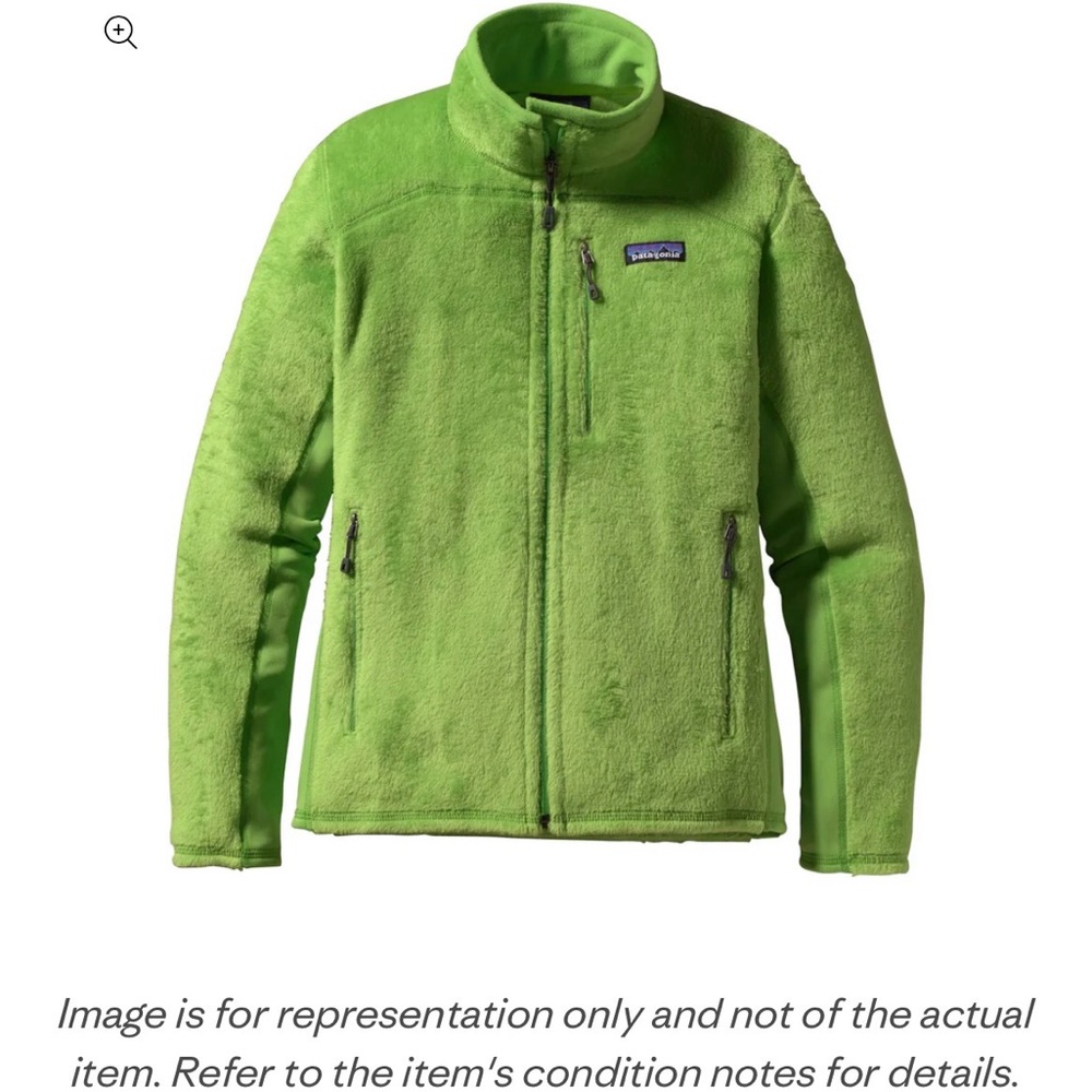 Patagonia Light Green R2 Fuzzy Fleece full zip Jacket